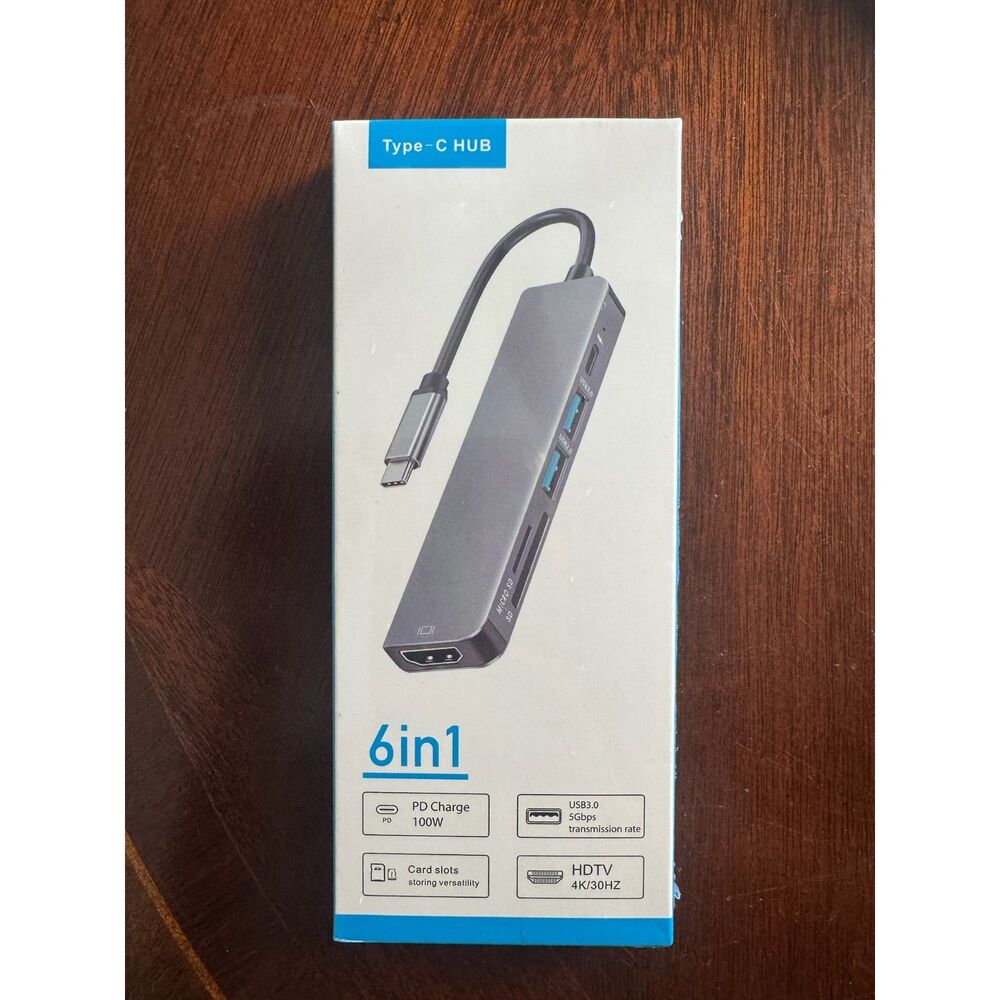6-in-1 Type-C USB Hub Multiport adapter New